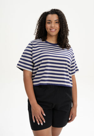 Oversized Striped T-shirt – Mela (Blue Stripes)