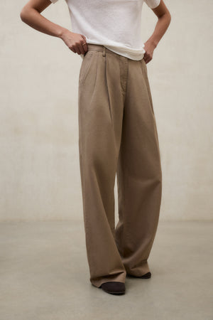 MIEL Leinenhose mit weitem Bein – Ecoalf (Beige)