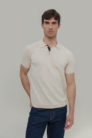 Polo en maille ajusté (Roberto) – Rifò (Blanc beurre)