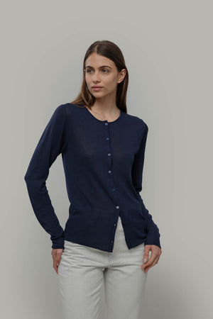 Gilet col rond en fine maille (Vanessa) – Rifò