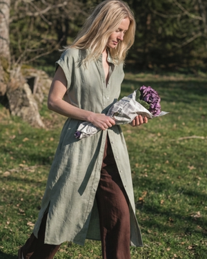 Robe chemise en lin (AMATISTA) – ECOALF (Vert sauge)